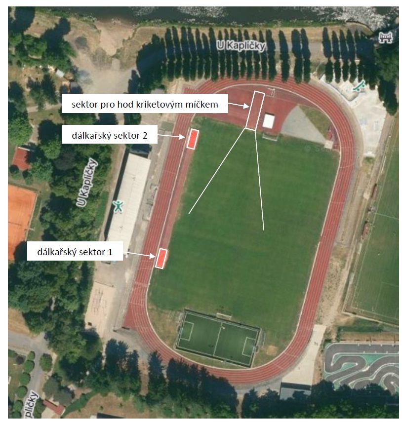 Schéma stadionu - Atletický pětiboj
